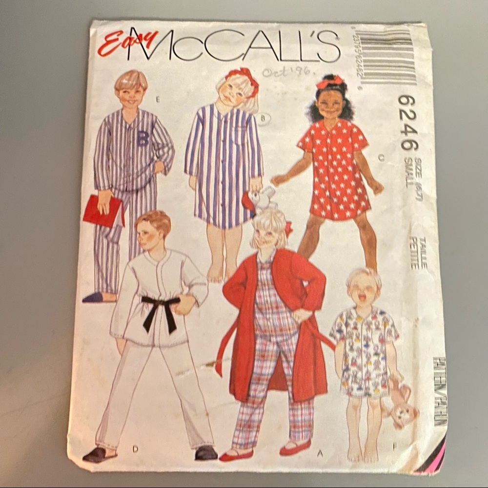 Vintage McCalls Childrebs PJs 6246 Sewing Pattern